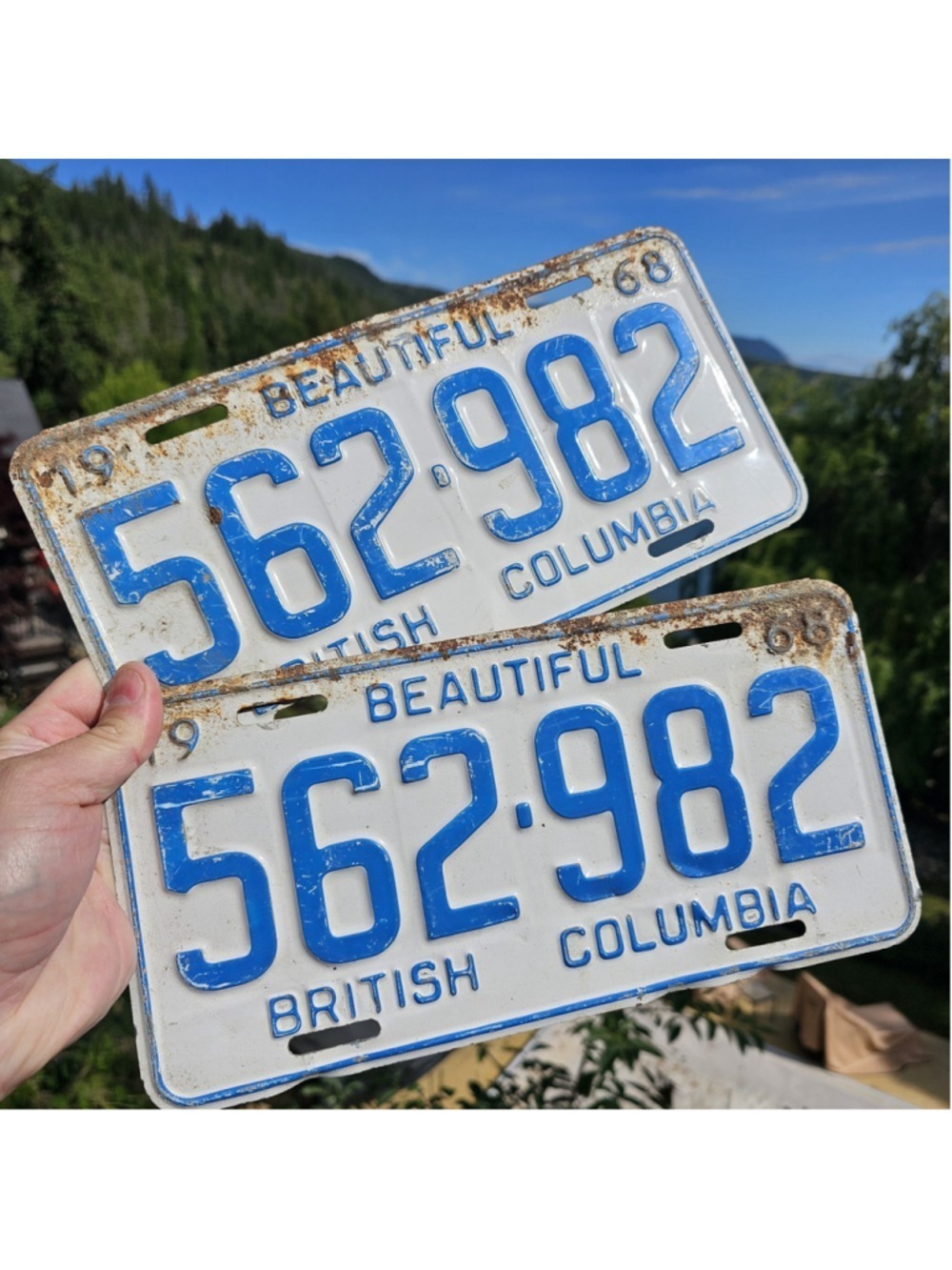 1968 British Columbia License Plates Pair 562-982 “Beautiful BC” Vintage...